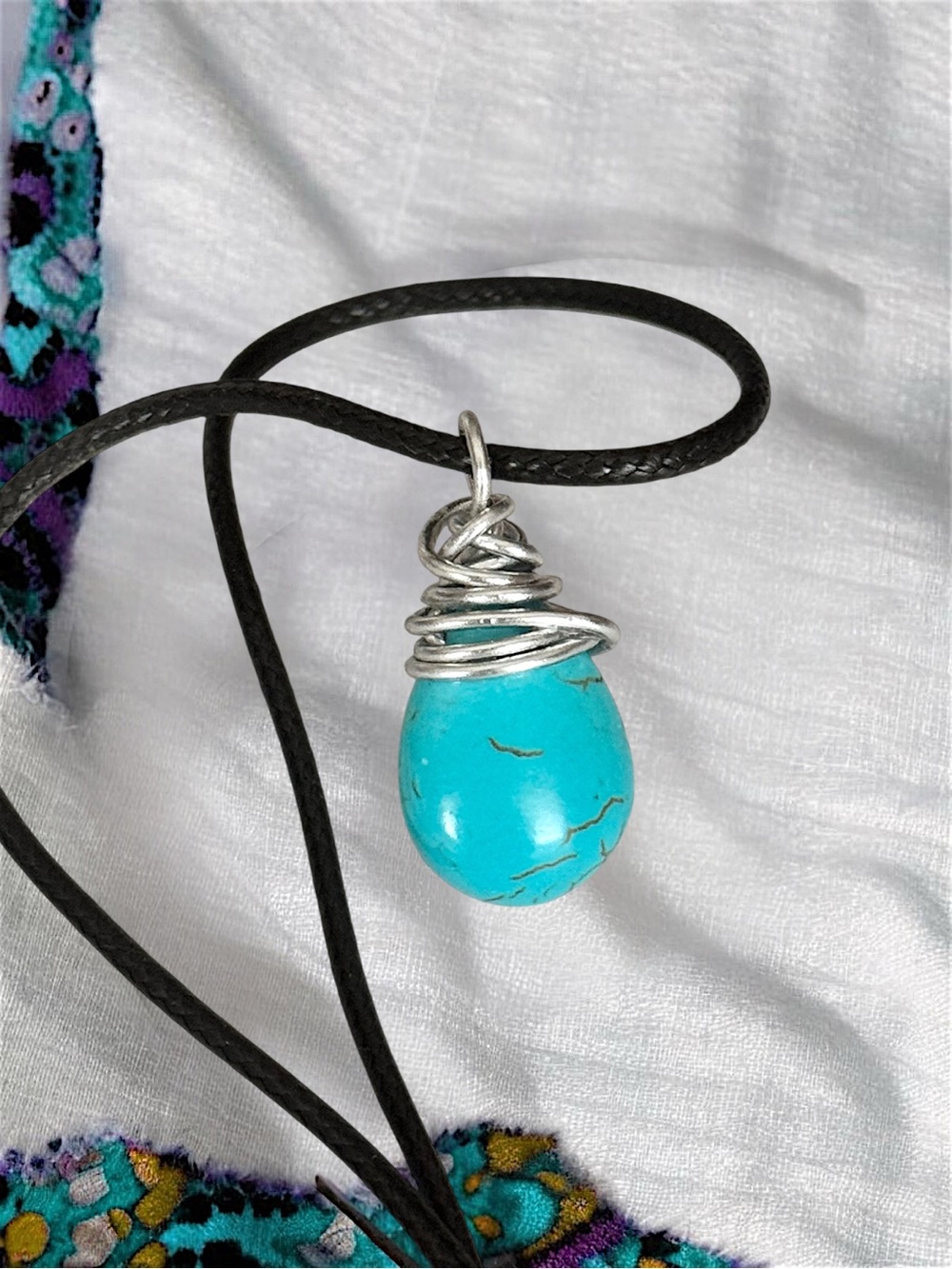 5 For $25💫Wire Wrapped Turquoise Teardrop Pendant